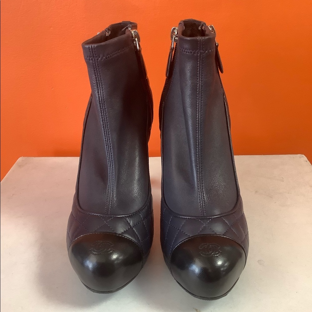 Chanel Quilted Leather Bicolor Ankle Boots - Picture 2 of 15